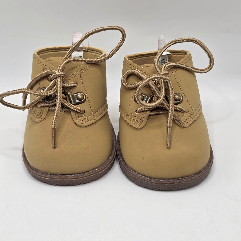Build-A-Bear Workshop Work Boots Tan Wheat Lace Up Hiking Plush Doll Shoes BABW